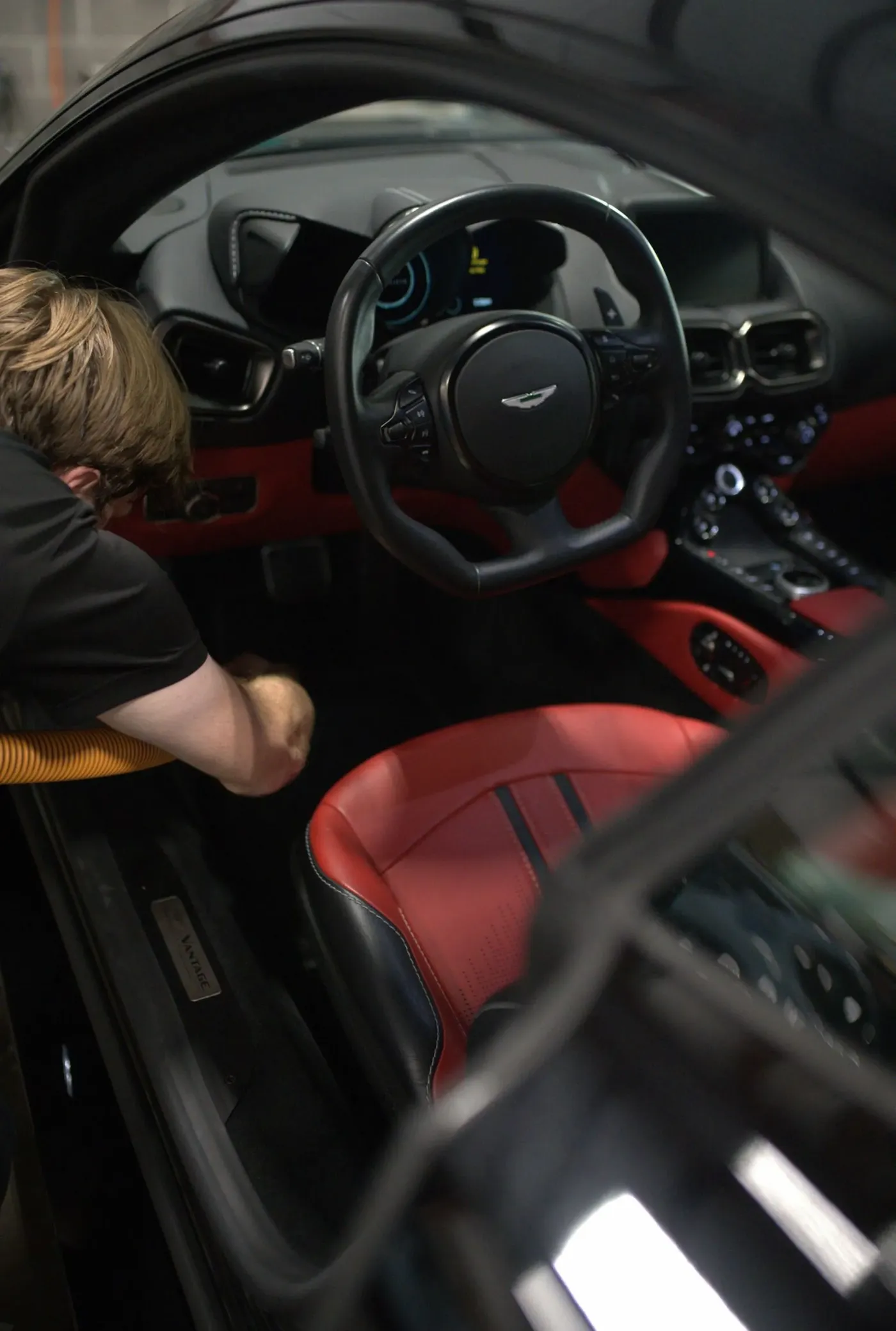 Professional auto detailing in progress